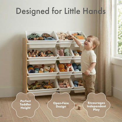 Kids Toy Organizer with 12 Bins, 4 Tier Storage for Playroom