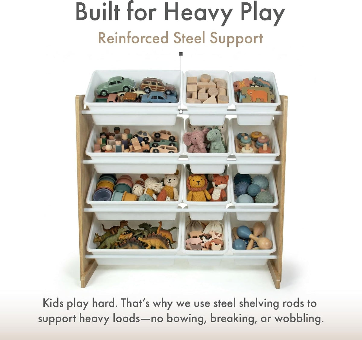 Kids Toy Organizer with 12 Bins, 4 Tier Storage for Playroom