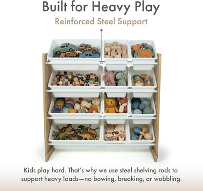 Kids Toy Organizer with 12 Bins, 4 Tier Storage for Playroom