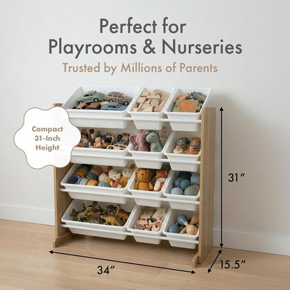 Kids Toy Organizer with 12 Bins, 4 Tier Storage for Playroom