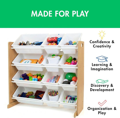 Kids Toy Organizer with 12 Bins, 4 Tier Storage for Playroom
