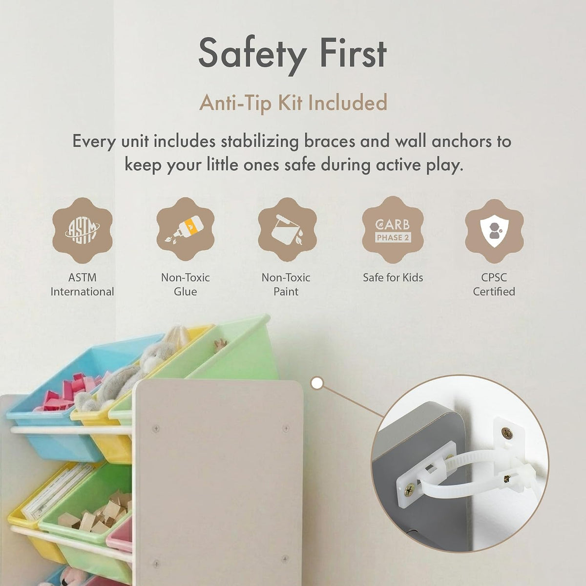 Kids Toy Organizer with 12 Bins, 4 Tier Storage for Playroom
