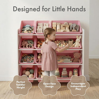 Kids Toy Organizer with 12 Bins, 4 Tier Storage for Playroom