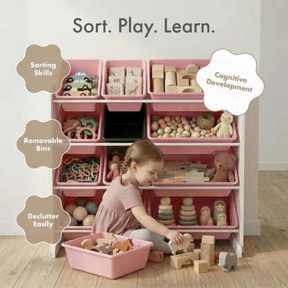 Kids Toy Organizer with 12 Bins, 4 Tier Storage for Playroom