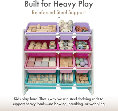 Kids Toy Organizer with 12 Bins, 4 Tier Storage for Playroom