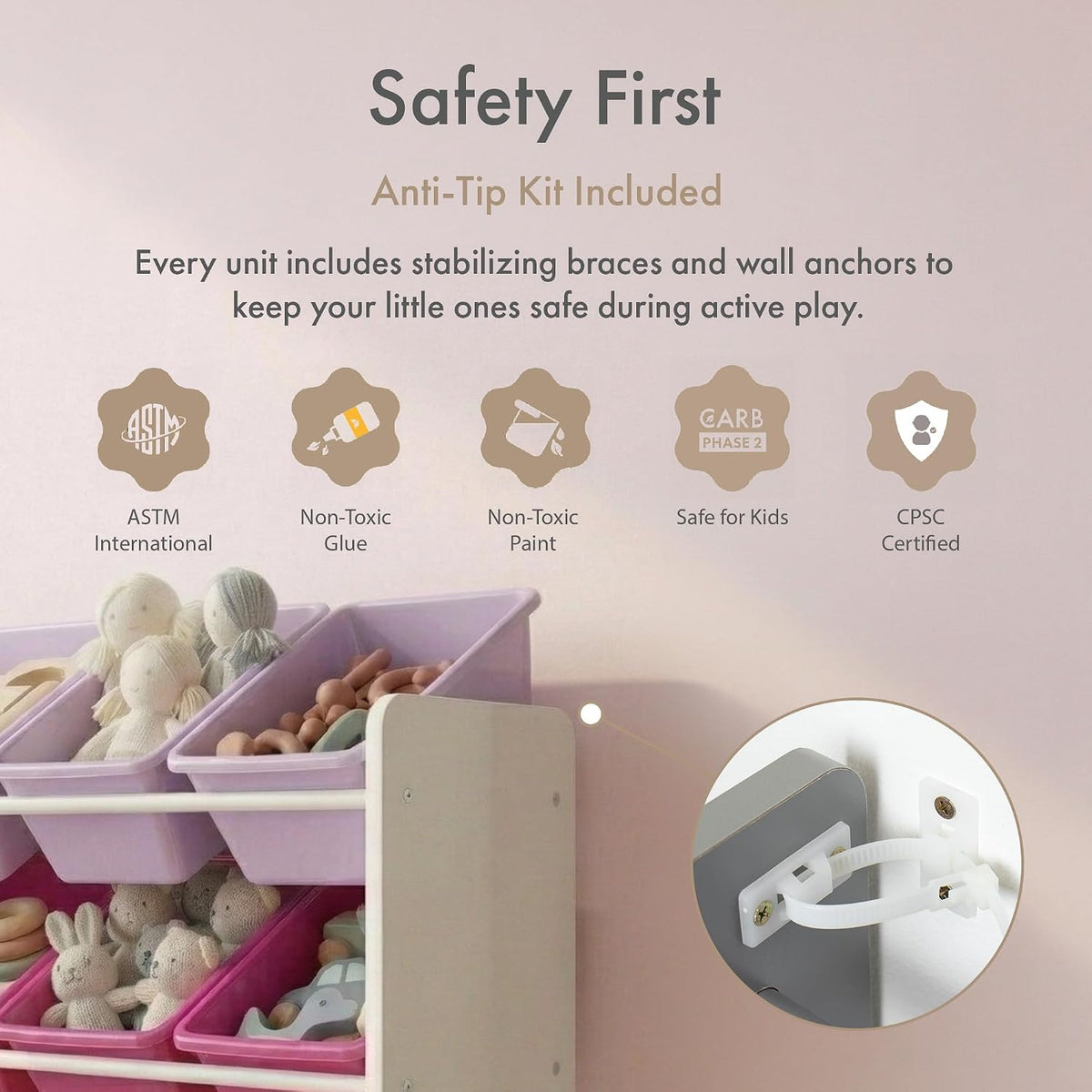Kids Toy Organizer with 12 Bins, 4 Tier Storage for Playroom