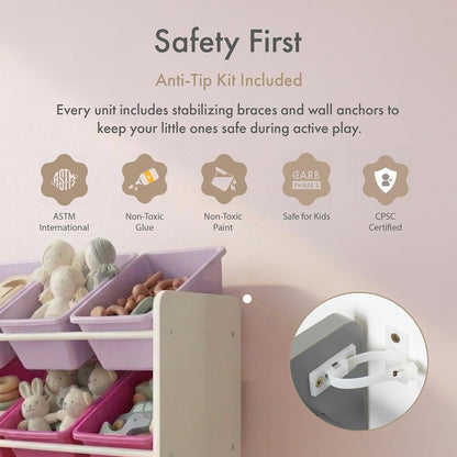 Kids Toy Organizer with 12 Bins, 4 Tier Storage for Playroom