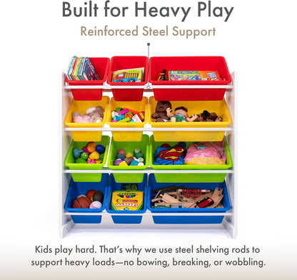 Kids Toy Organizer with 12 Bins, 4 Tier Storage for Playroom