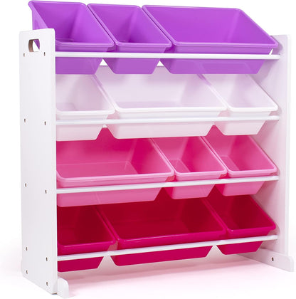 Kids Toy Organizer with 12 Bins, 4 Tier Storage for Playroom