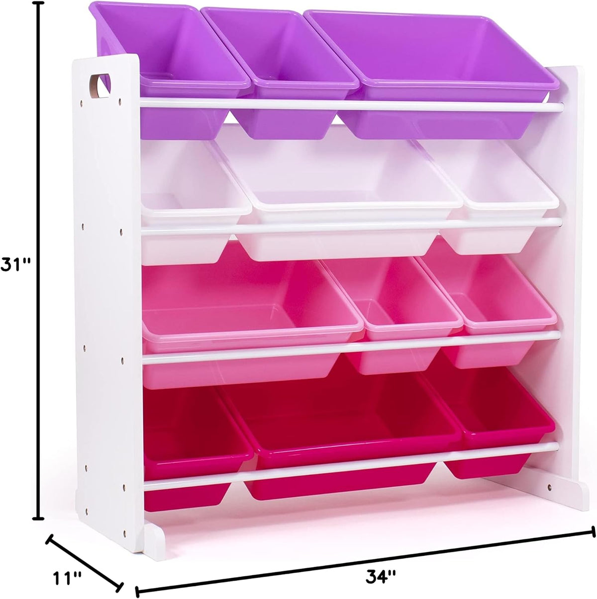 Kids Toy Organizer with 12 Bins, 4 Tier Storage for Playroom