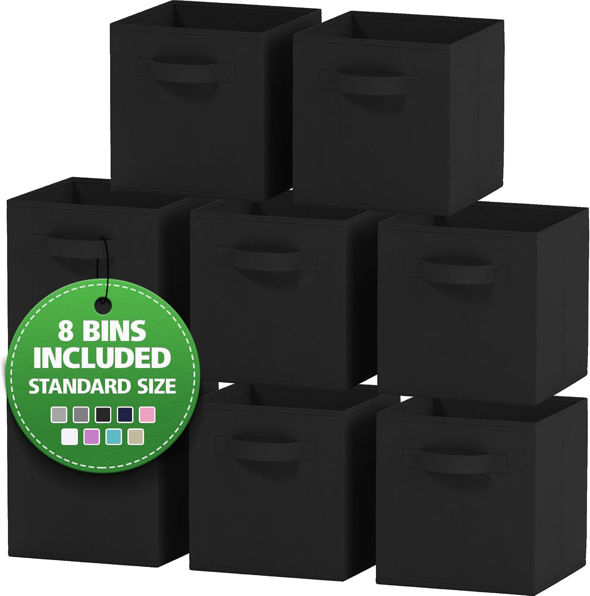 Set of 8 Foldable Fabric Storage Cube Bins | Collapsible Cloth Organizer Baskets Containers | Folding Nursery Closet Drawer | Features Dual Handles | More Beautiful Colors Available (Beige)
