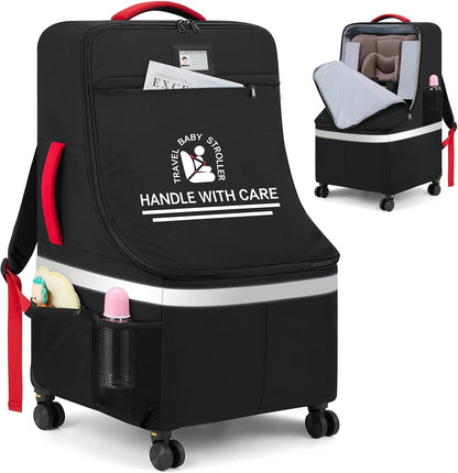 Padded Car Seat Travel Bag for Airplane with Spinner Wheels
