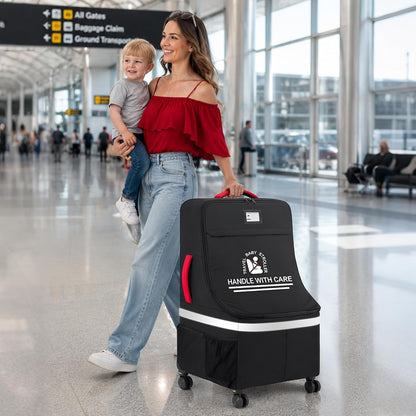 Padded Car Seat Travel Bag for Airplane with Spinner Wheels