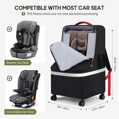 Padded Car Seat Travel Bag for Airplane with Spinner Wheels
