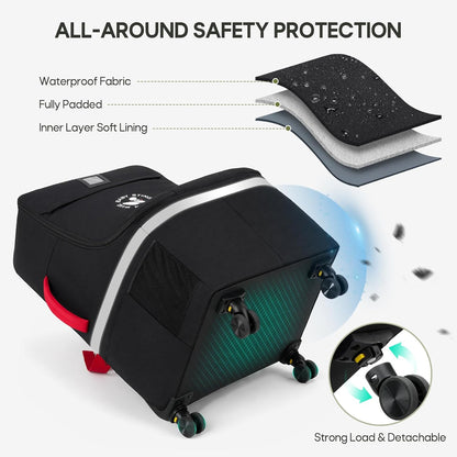 Padded Car Seat Travel Bag for Airplane with Spinner Wheels