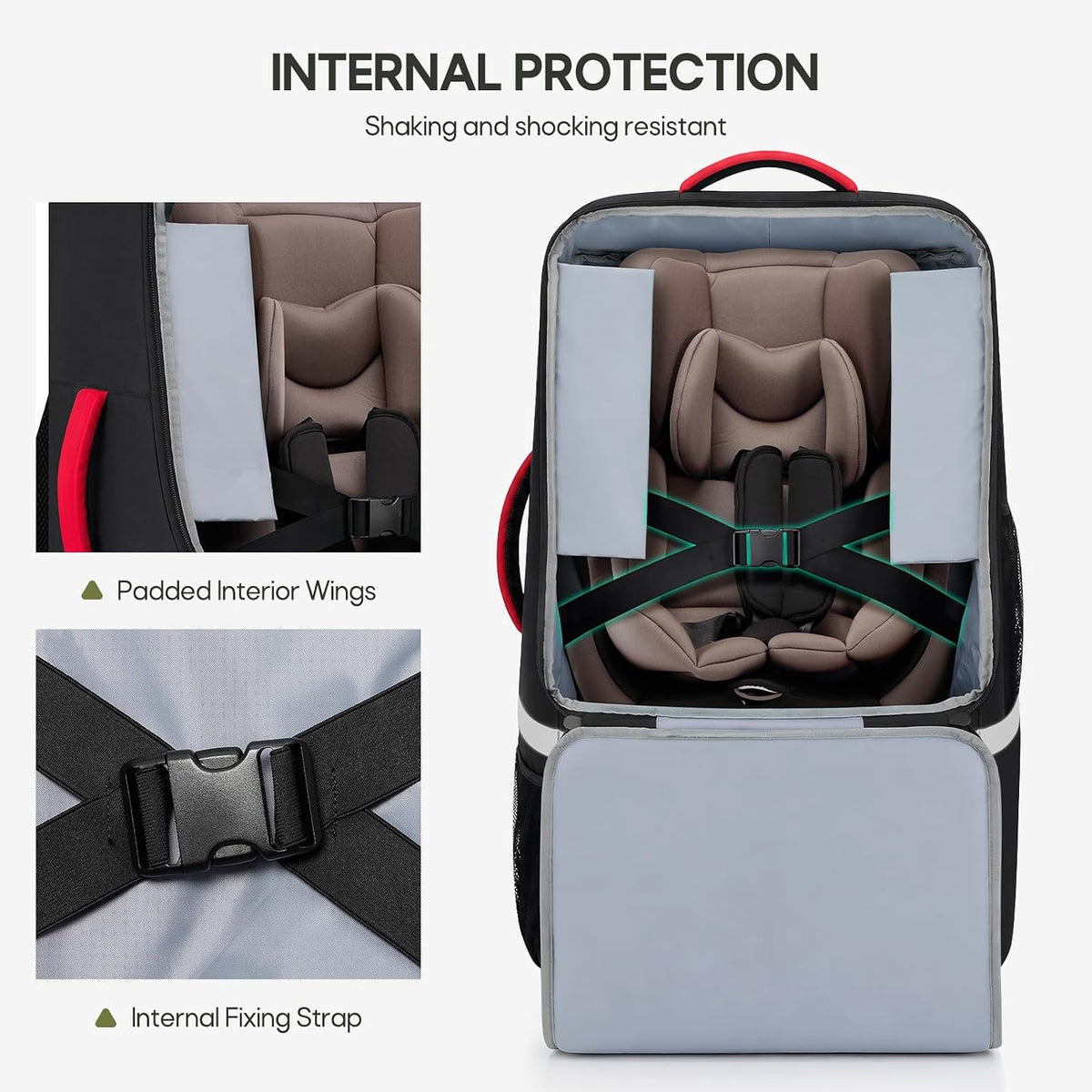 Padded Car Seat Travel Bag for Airplane with Spinner Wheels