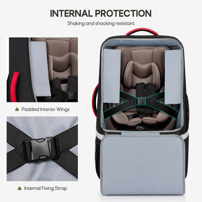 Padded Car Seat Travel Bag for Airplane with Spinner Wheels