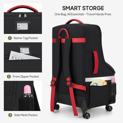 Padded Car Seat Travel Bag for Airplane with Spinner Wheels