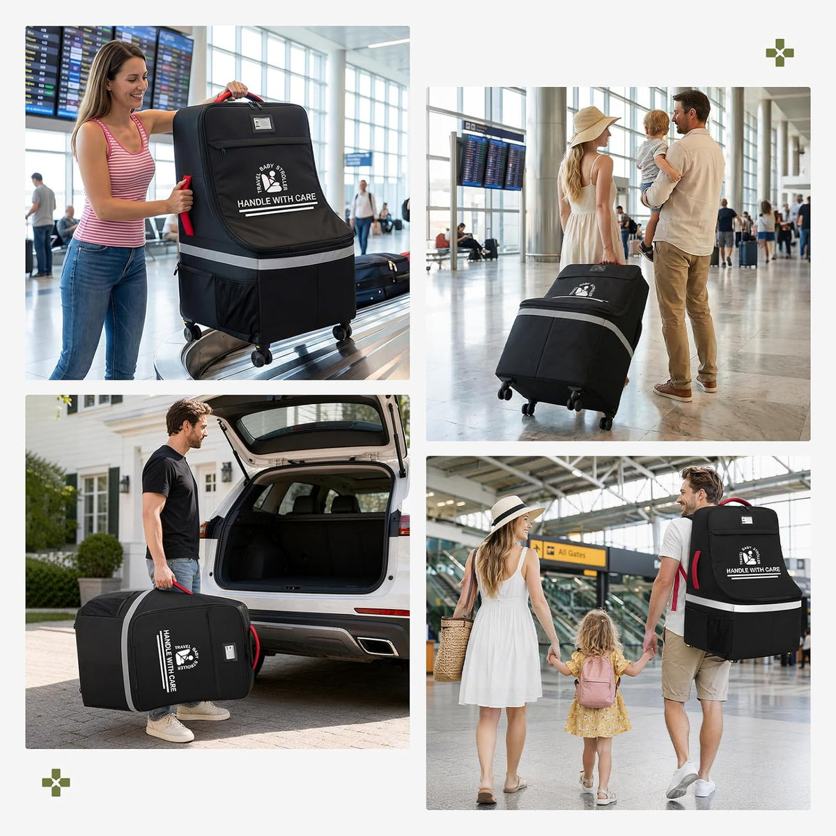 Padded Car Seat Travel Bag for Airplane with Spinner Wheels