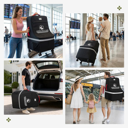 Padded Car Seat Travel Bag for Airplane with Spinner Wheels