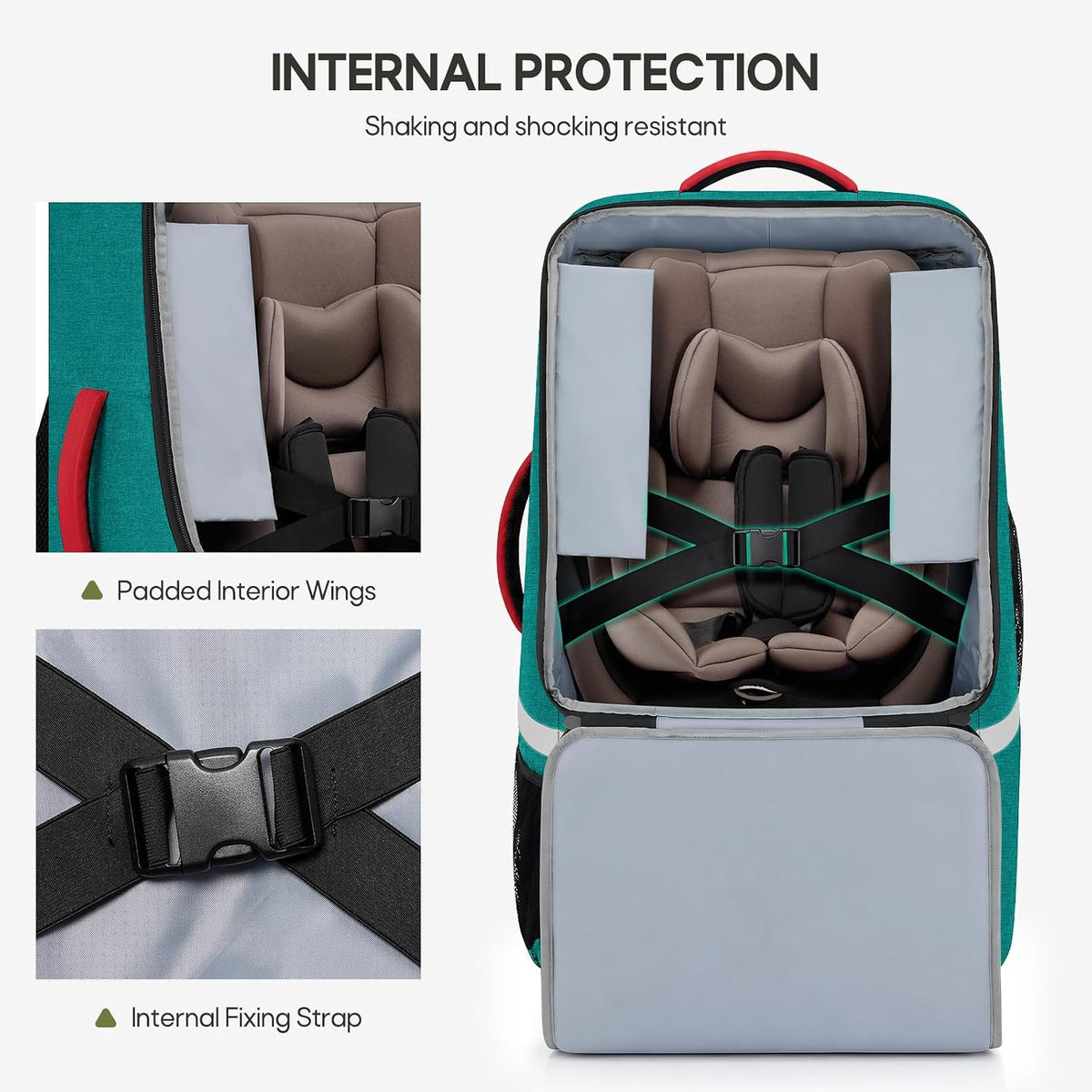 Padded Car Seat Travel Bag for Airplane with Spinner Wheels