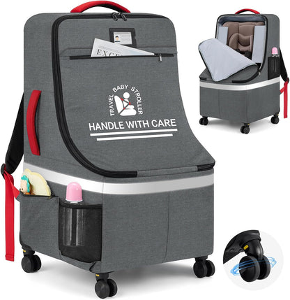 Padded Car Seat Travel Bag for Airplane with Spinner Wheels