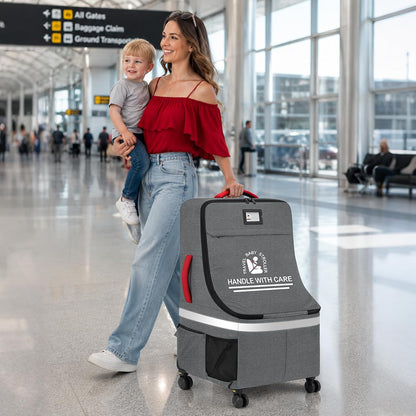 Padded Car Seat Travel Bag for Airplane with Spinner Wheels