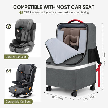 Padded Car Seat Travel Bag for Airplane with Spinner Wheels