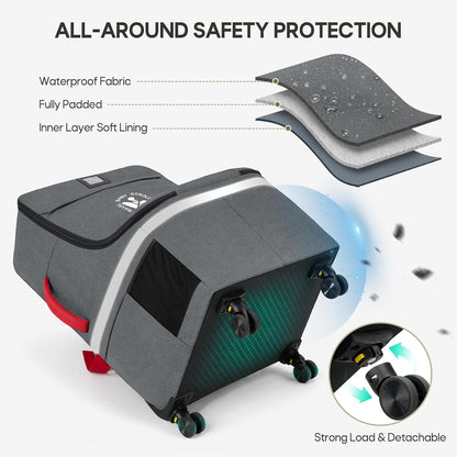 Padded Car Seat Travel Bag for Airplane with Spinner Wheels