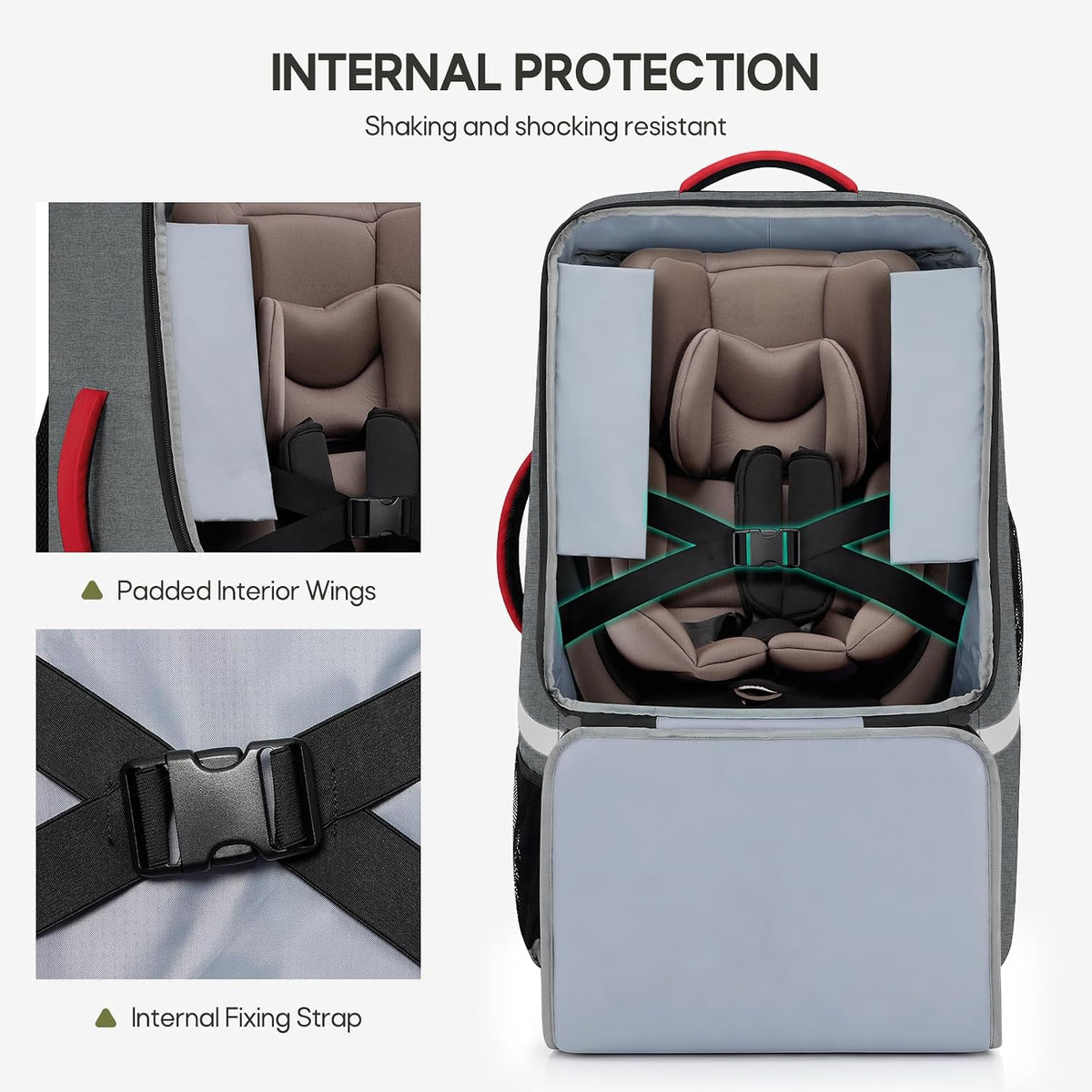 Padded Car Seat Travel Bag for Airplane with Spinner Wheels
