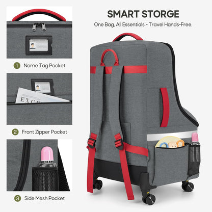 Padded Car Seat Travel Bag for Airplane with Spinner Wheels