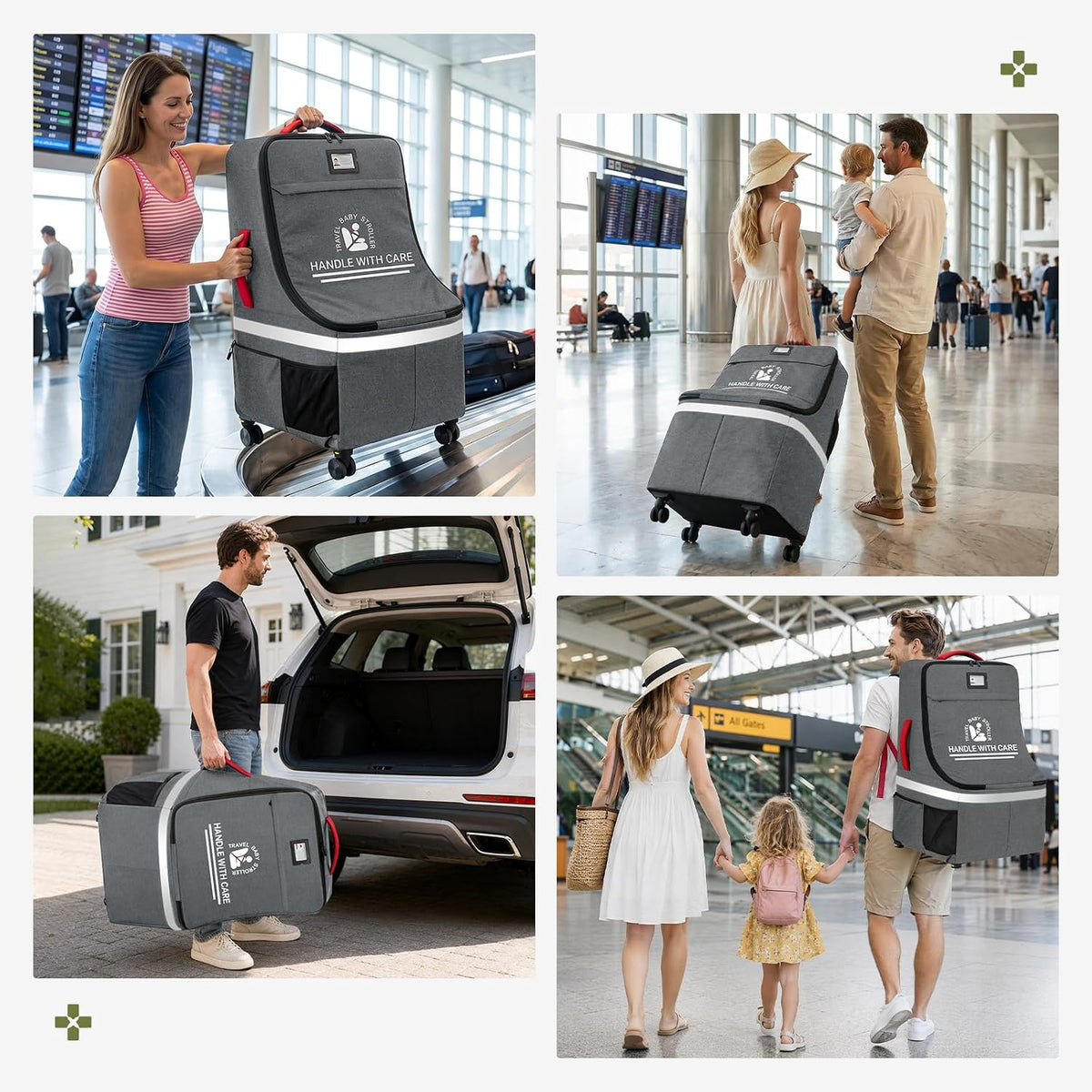 Padded Car Seat Travel Bag for Airplane with Spinner Wheels