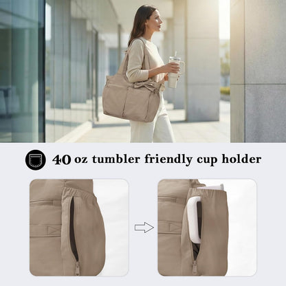 Diaper Bag Tote Hospital Bag Purse for Women, Large lightweight Baby Bag for Travel fits 40oz Tumbler for Travel,Nurse,Office with 13 pockets,changing pad,Pink