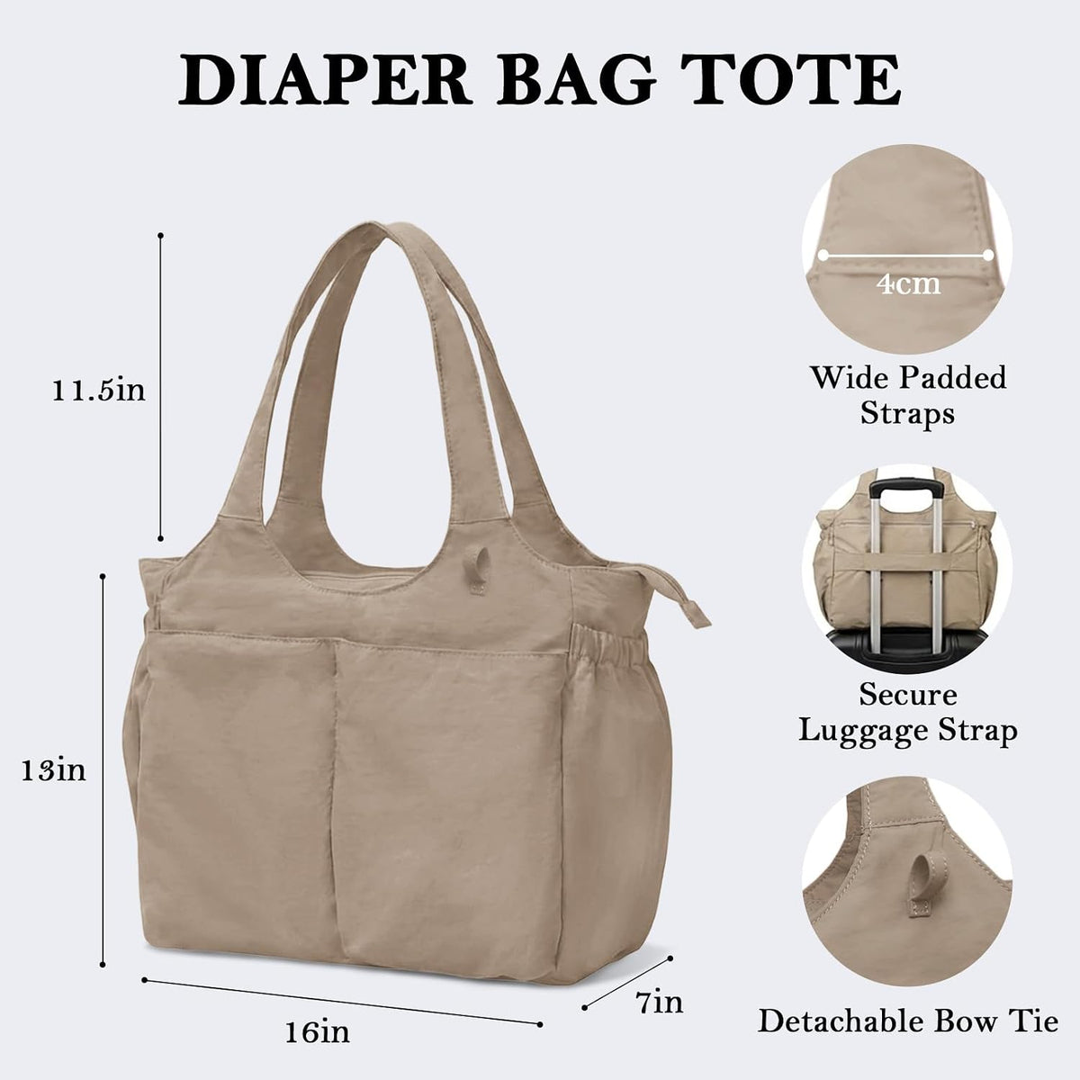 Diaper Bag Tote Hospital Bag Purse for Women, Large lightweight Baby Bag for Travel fits 40oz Tumbler for Travel,Nurse,Office with 13 pockets,changing pad,Pink