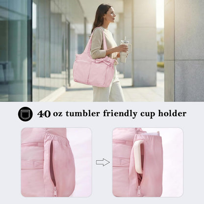 Diaper Bag Tote Hospital Bag Purse for Women, Large lightweight Baby Bag for Travel fits 40oz Tumbler for Travel,Nurse,Office with 13 pockets,changing pad,Pink