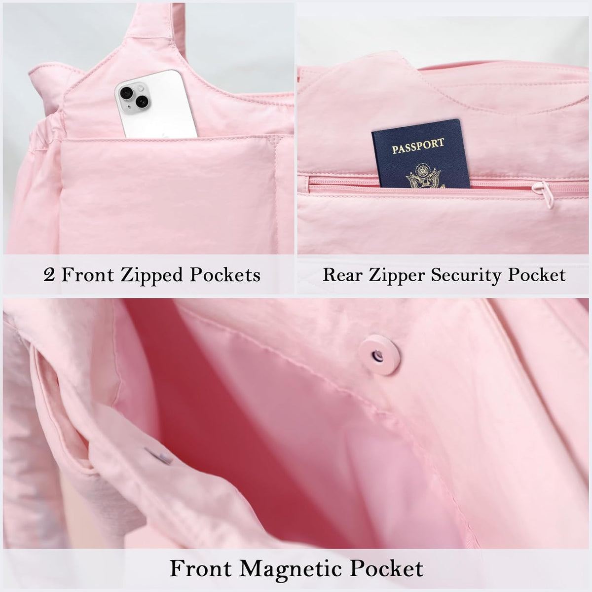 Diaper Bag Tote Hospital Bag Purse for Women, Large lightweight Baby Bag for Travel fits 40oz Tumbler for Travel,Nurse,Office with 13 pockets,changing pad,Pink