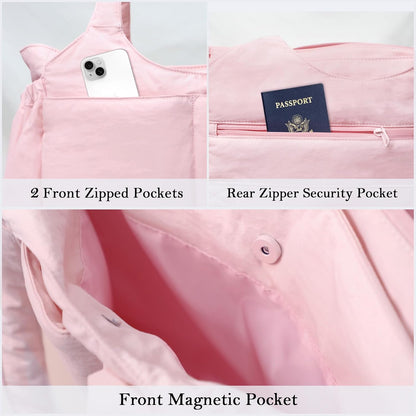 Diaper Bag Tote Hospital Bag Purse for Women, Large lightweight Baby Bag for Travel fits 40oz Tumbler for Travel,Nurse,Office with 13 pockets,changing pad,Pink