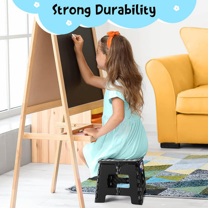 13 Inch Folding Step Stool, Holds 300 lb for Adults and Kids, Black