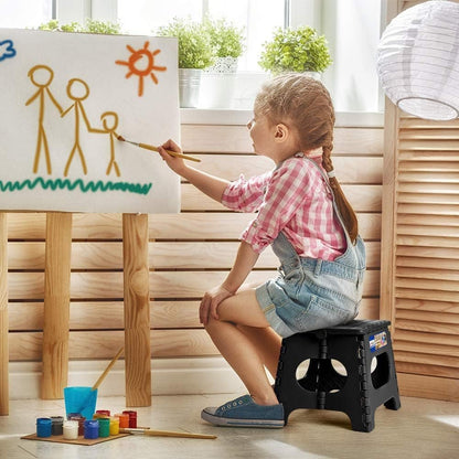 13 Inch Folding Step Stool, Holds 300 lb for Adults and Kids, Black