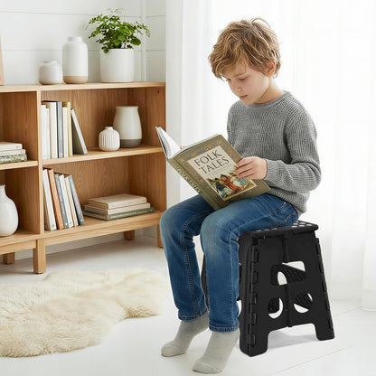 13 Inch Folding Step Stool, Holds 300 lb for Adults and Kids, Black