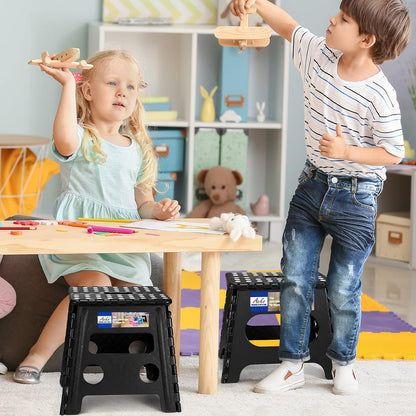 13 Inch Folding Step Stool, Holds 300 lb for Adults and Kids, Black