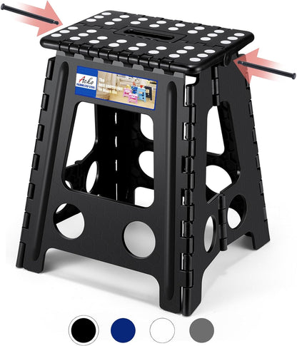 13 Inch Folding Step Stool, Holds 300 lb for Adults and Kids, Black