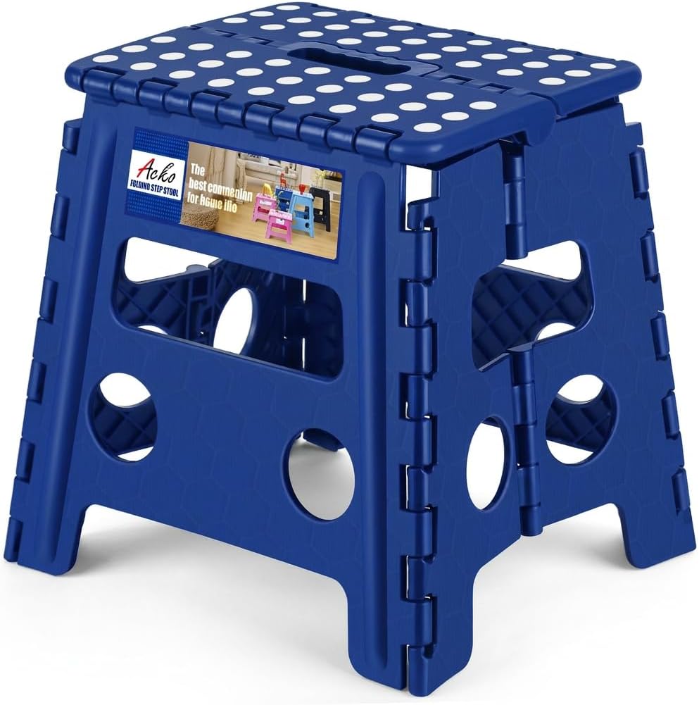 13 Inch Folding Step Stool, Holds 300 lb for Adults and Kids, Black