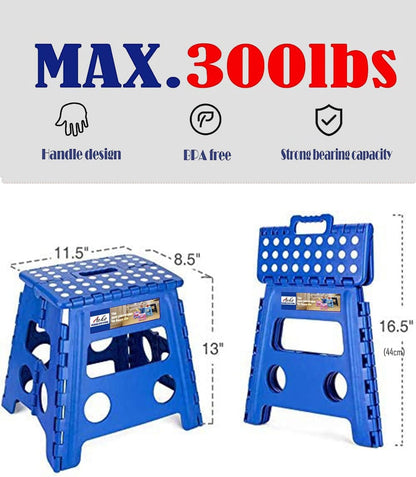 13 Inch Folding Step Stool, Holds 300 lb for Adults and Kids, Black