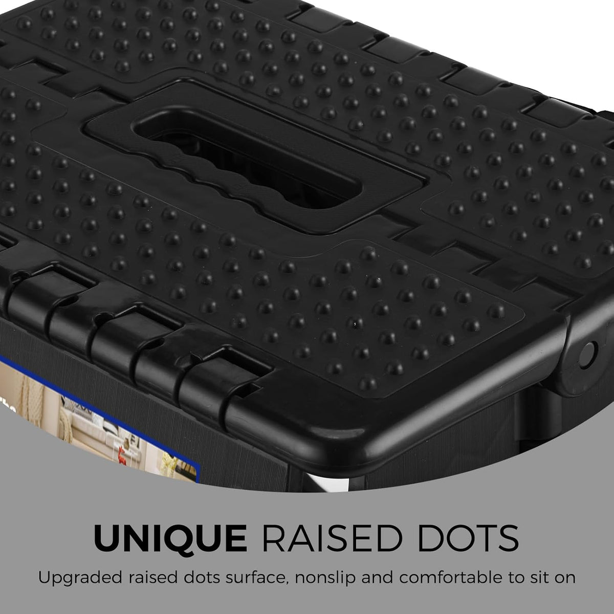 13 Inch Folding Step Stool, Holds 300 lb for Adults and Kids, Black
