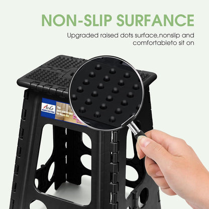 13 Inch Folding Step Stool, Holds 300 lb for Adults and Kids, Black