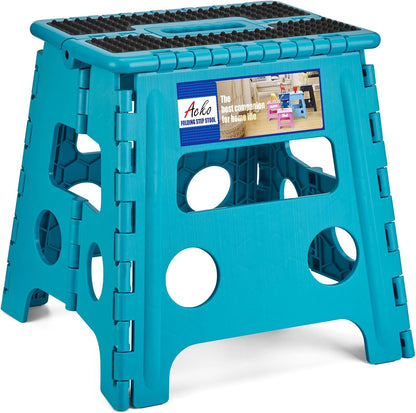 13 Inch Folding Step Stool, Holds 300 lb for Adults and Kids, Black
