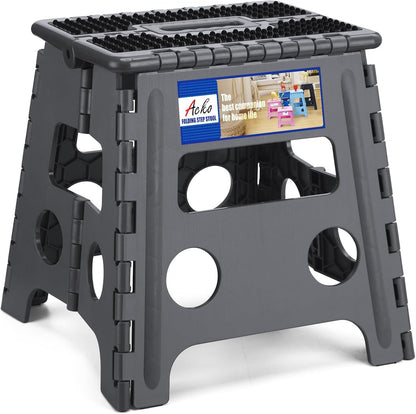 13 Inch Folding Step Stool, Holds 300 lb for Adults and Kids, Black