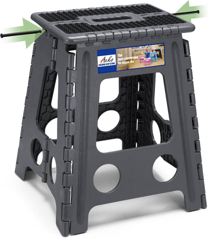 13 Inch Folding Step Stool, Holds 300 lb for Adults and Kids, Black
