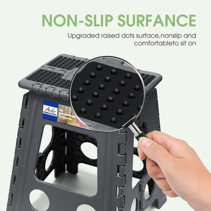 13 Inch Folding Step Stool, Holds 300 lb for Adults and Kids, Black